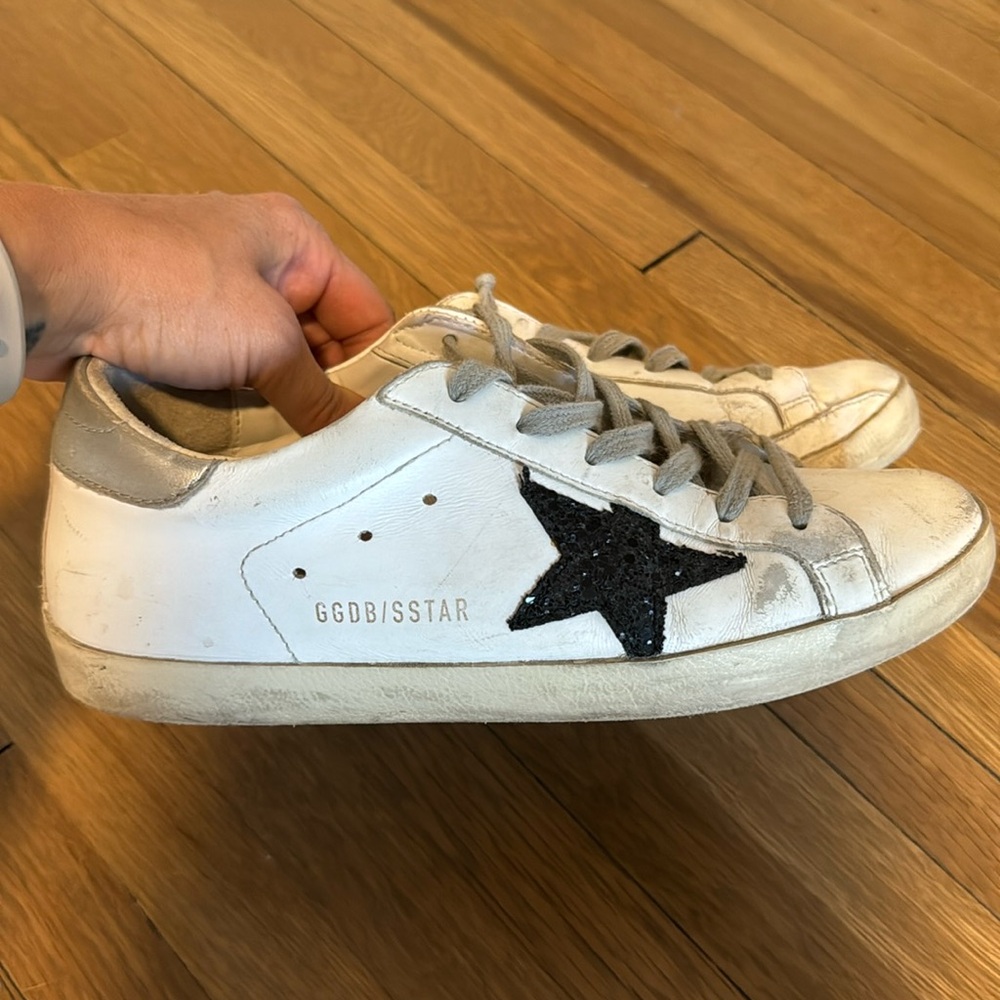 Golden Goose Exclusive White & Black Glitter Superstar Sneakers size 37